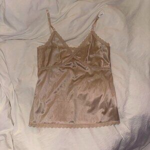 Vintage cream satin and lace cami top